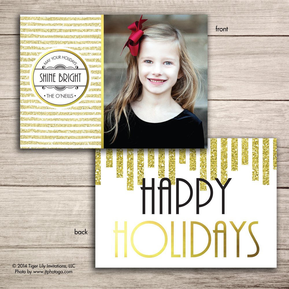 Gold Glitter Christmas Holiday Cards