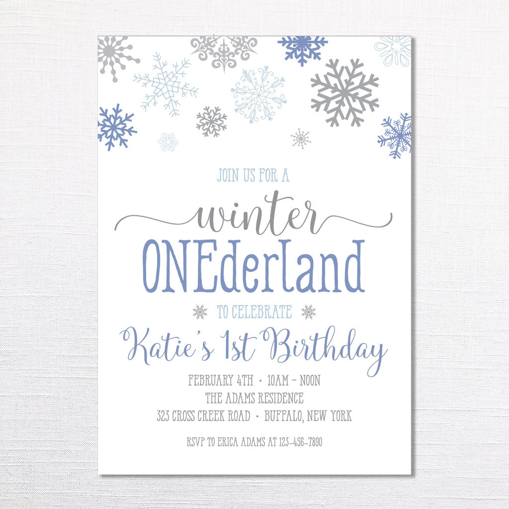 Snowflake ONEderland Birthday Invitations